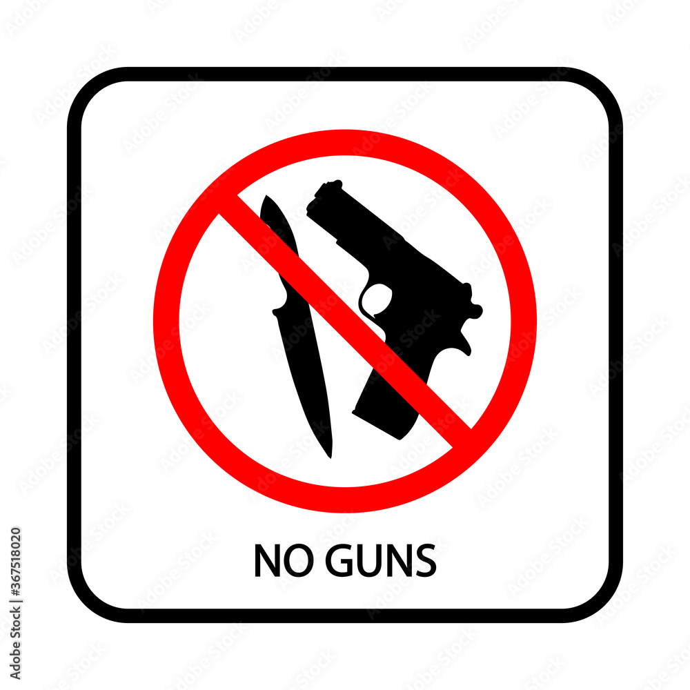 Sign prohibiting guns. Vector picture. Can be used for public places