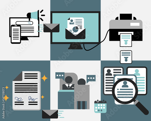 All process of recruitment until candidate sign contract vector
