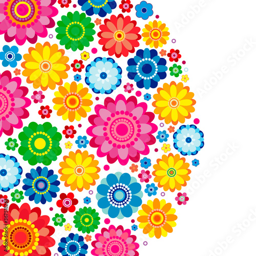 Flowers spring design on a white background, floral vector illustration.
