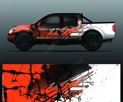 truck and vehicle Graphic vector. Racing background for vinyl wrap and decal