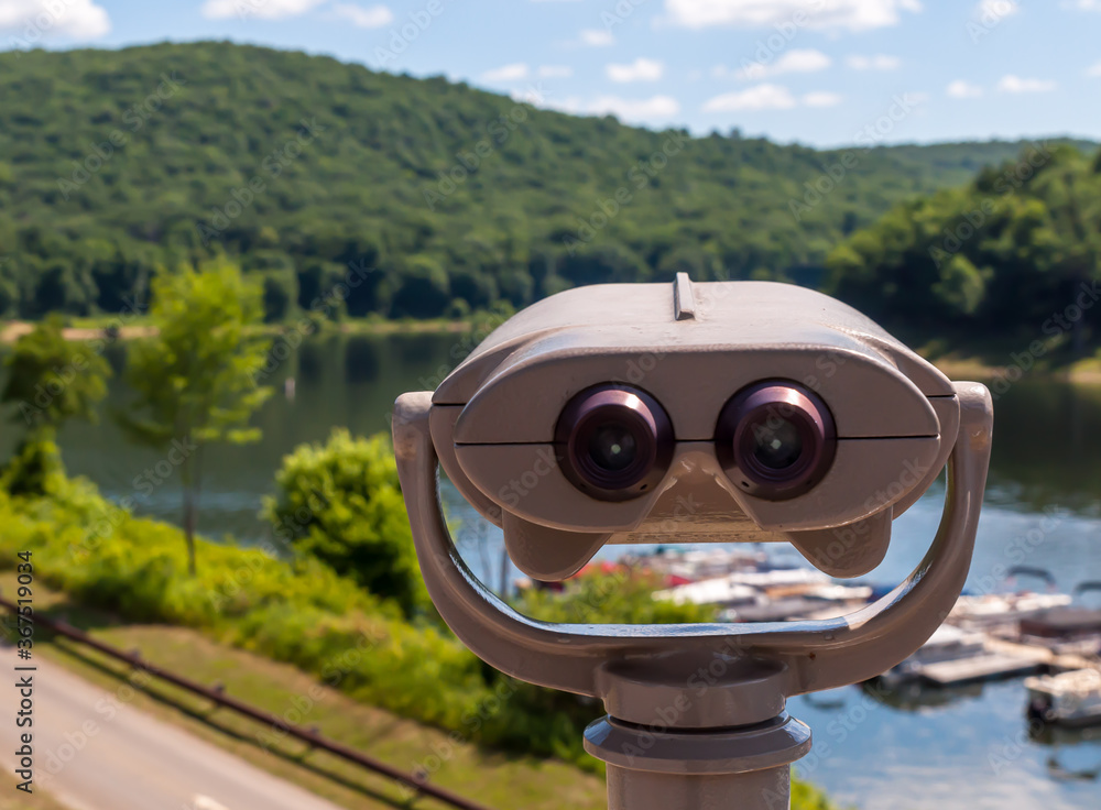 A tower viewer overlooking Tionesta lake in Forest County, Pennsylvania, USA on a sunny summer day