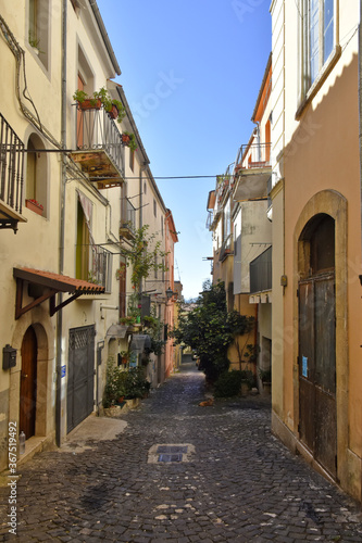 A narrow street between the old buildings of Venafro  a medieval village in the Molise region.