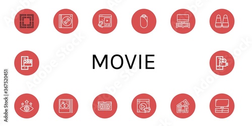 movie simple icons set