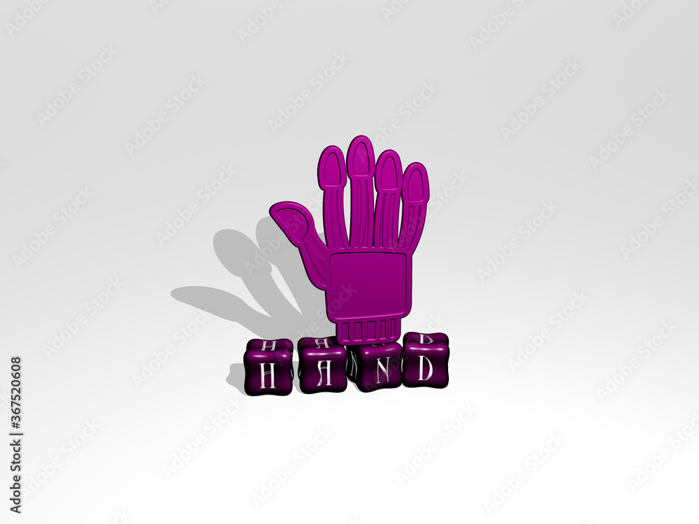 3D graphical image of hand vertically along with text built by metallic cubic letters from the top perspective, excellent for the concept presentation and slideshows. illustration and background 3D graphical image of hand vertically along with text built by metallic cubic letters from the top perspective, excellent for the concept presentation and slideshows. illustration and background