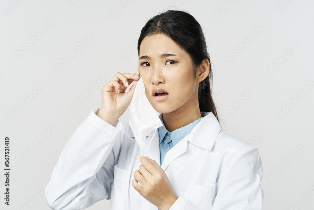 medical mask on doctor face and isolated background medical mask on doctor face and isolated background
