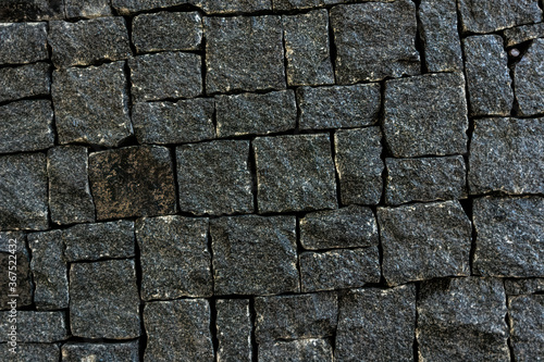 Rough texture of black granite tiles