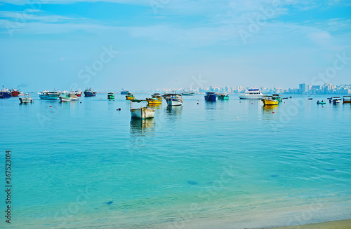 The scenic harbor of Alexandria, Egypt photo