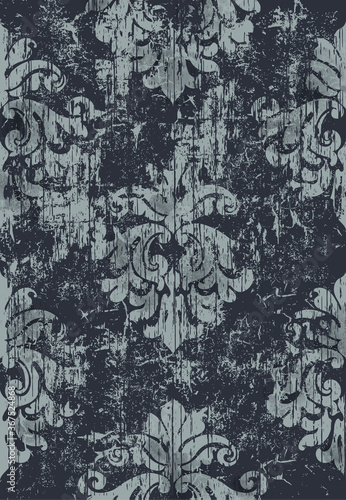 Damask vintage pattern. Grunge design. Dark and light colors