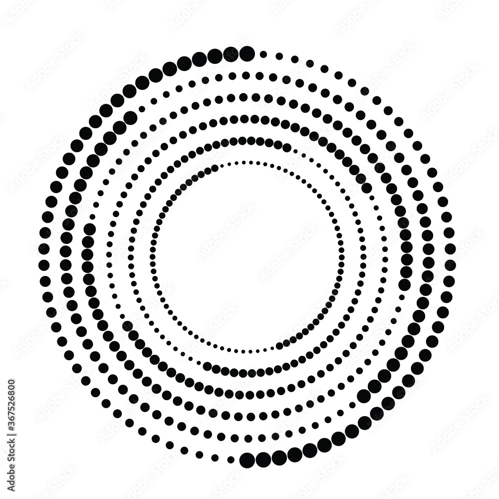 Halftone dots in circle form. round logo . vector dotted frame . design element