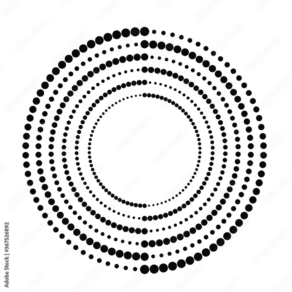 Halftone dots in circle form. round logo . vector dotted frame . design element