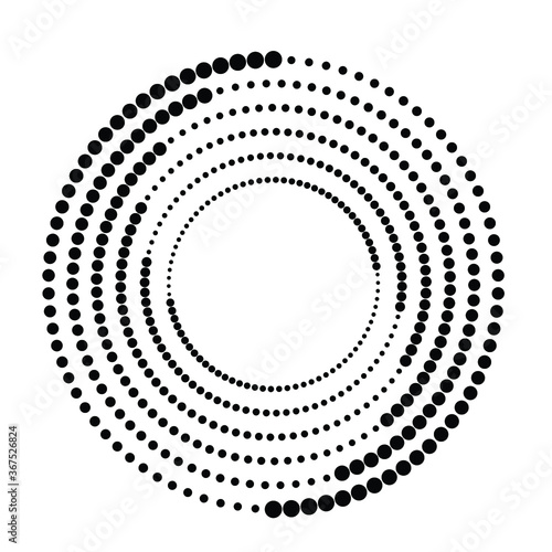 Halftone dots in circle form. round logo . vector dotted frame . design element