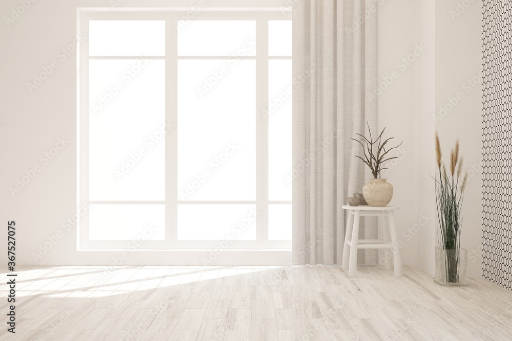 Fototapeta premium White empty room. Scandinavian interior design. 3D illustration