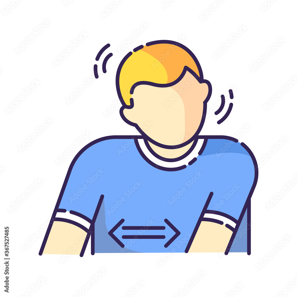 Tourette syndrome RGB color icon. Patient suffer from chronic disease. Physical disability with repetitive movement. Medical condition. Health care. Stress and anxiety. Isolated vector illustration