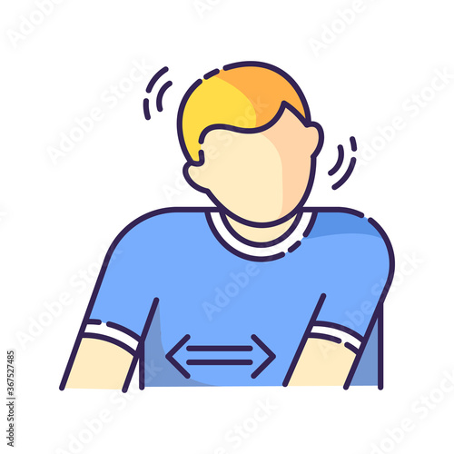 Tourette syndrome RGB color icon. Patient suffer from chronic disease. Physical disability with repetitive movement. Medical condition. Health care. Stress and anxiety. Isolated vector illustration