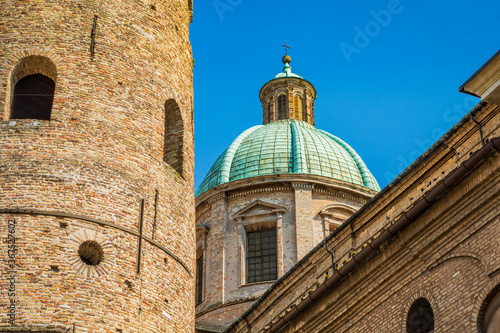 Ravenna Cathedral, Archiepiscopal museum and Baptistery of Neon exterior, behind the Duomo of Ravenna. Relics of early Christian Ravenna are preserved, including mosaics from first cathedral church photo