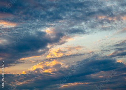 Clouds after rain on the sky at sunset.