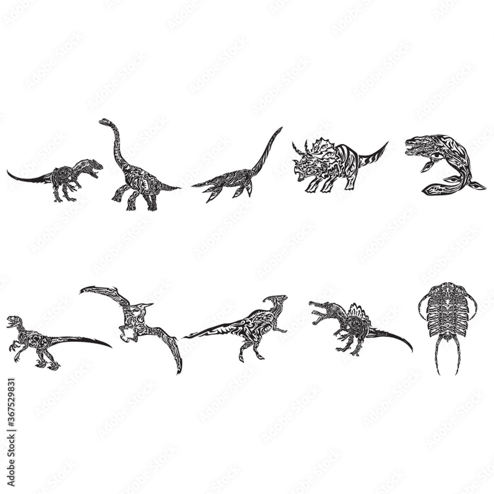 collection of dinosaur tattoo design