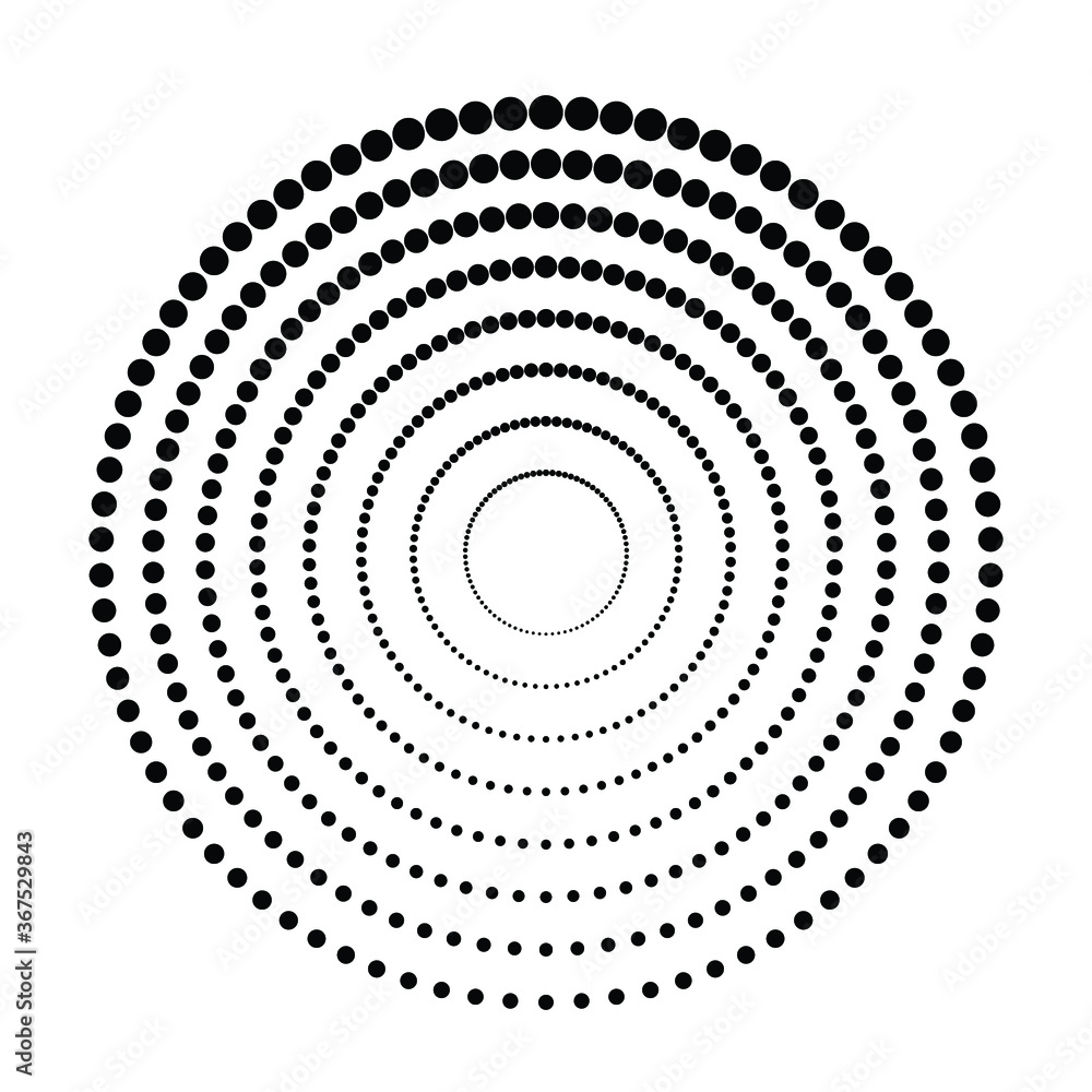 Halftone dots in circle form. round logo . vector dotted frame . design element
