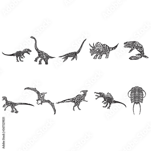 collection of dinosaur tattoo design
