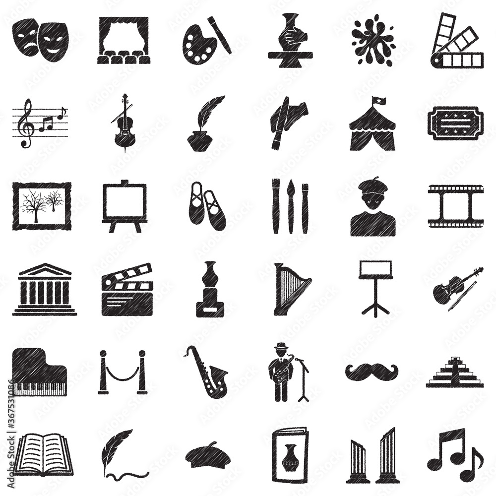 Fototapeta premium Art Icons. Black Scribble Design. Vector Illustration.