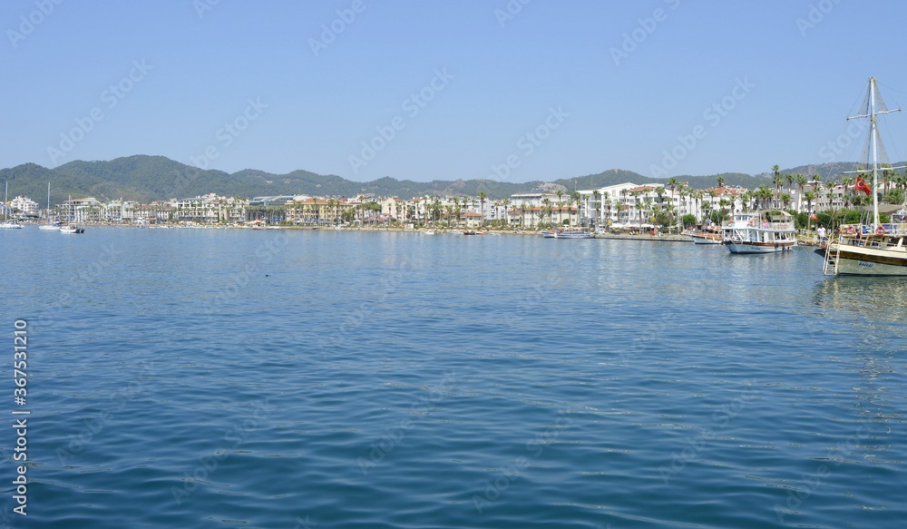 Fototapeta premium Turkey. Marmaris. Mediterranean coast. Walk on a yacht on the sea.