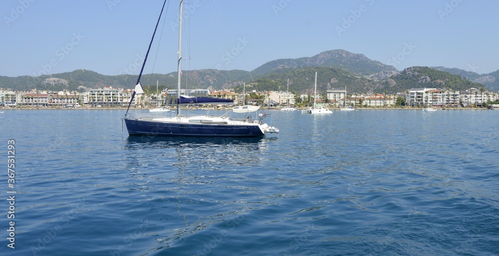 Turkey. Marmaris. Mediterranean coast. Walk on a yacht on the sea. Turkey. Marmaris. Mediterranean coast. Walk on a yacht on the sea.