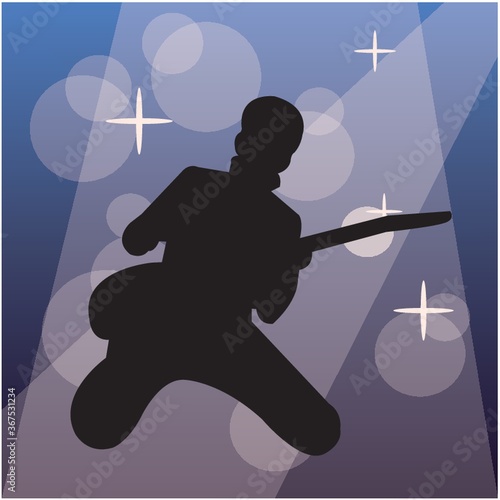 silhouette of a electric guitarist