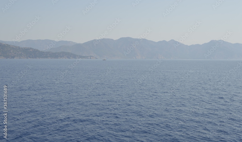 Turkey. Marmaris. Mediterranean coast. Walk on a yacht on the sea.