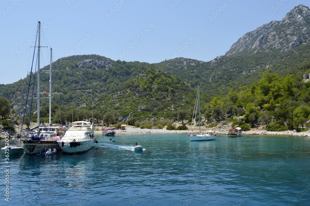 Turkey. Marmaris. Mediterranean coast. Walk on a yacht on the sea. Turkey. Marmaris. Mediterranean coast. Walk on a yacht on the sea.