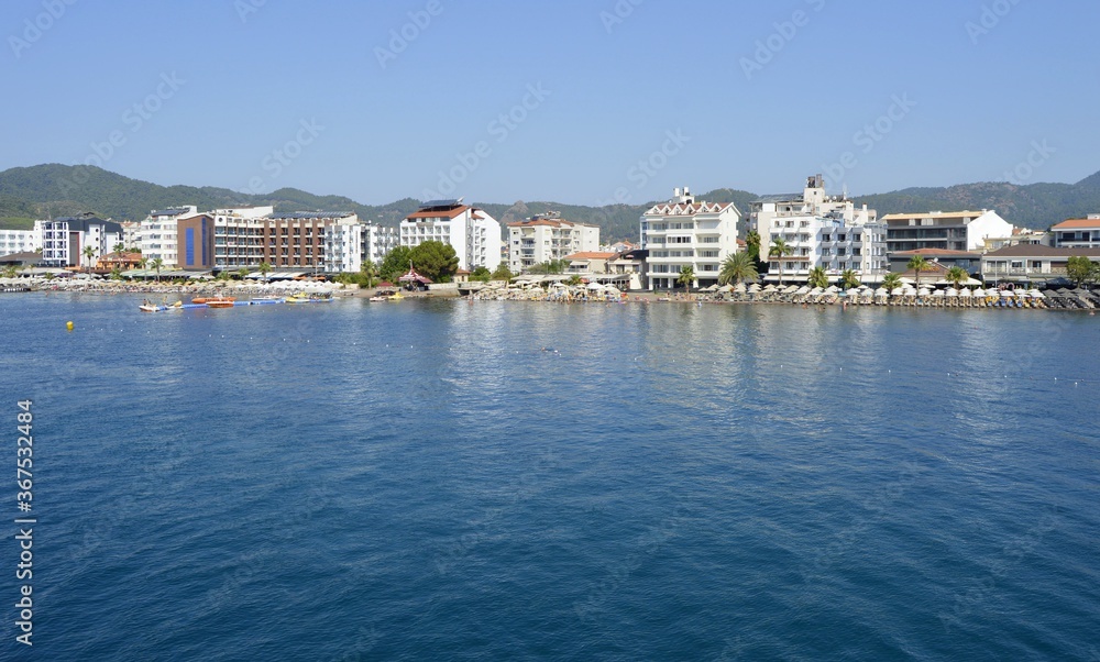 Turkey. Marmaris. Mediterranean coast. Walk on a yacht on the sea.