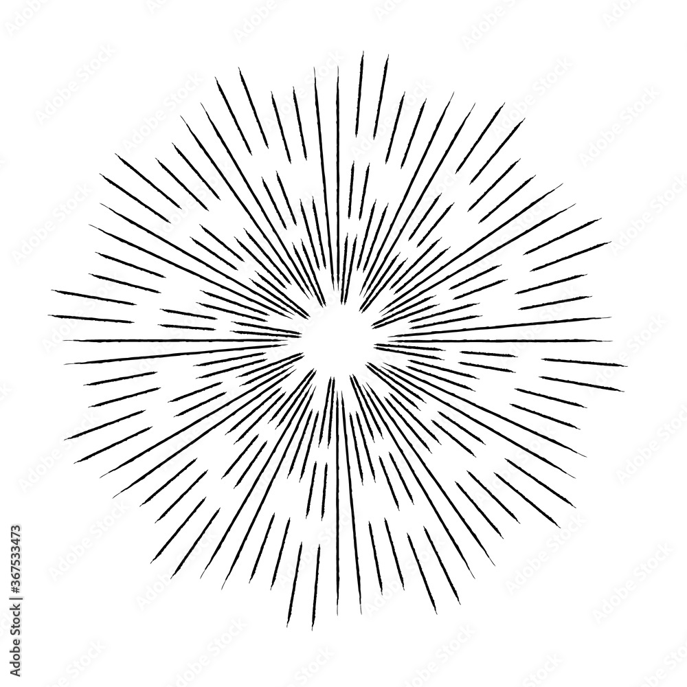 Obraz premium Radial speed Lines in Circle Form for comic books . fireworks Explosion background . Vector Illustration . Starburst round Logo . Circular Design element . Abstract Geometric star rays . Sunburst .