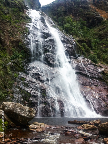 Beautiful waterfall in a wild region of Brazil inside national park Serra do Gandarela.