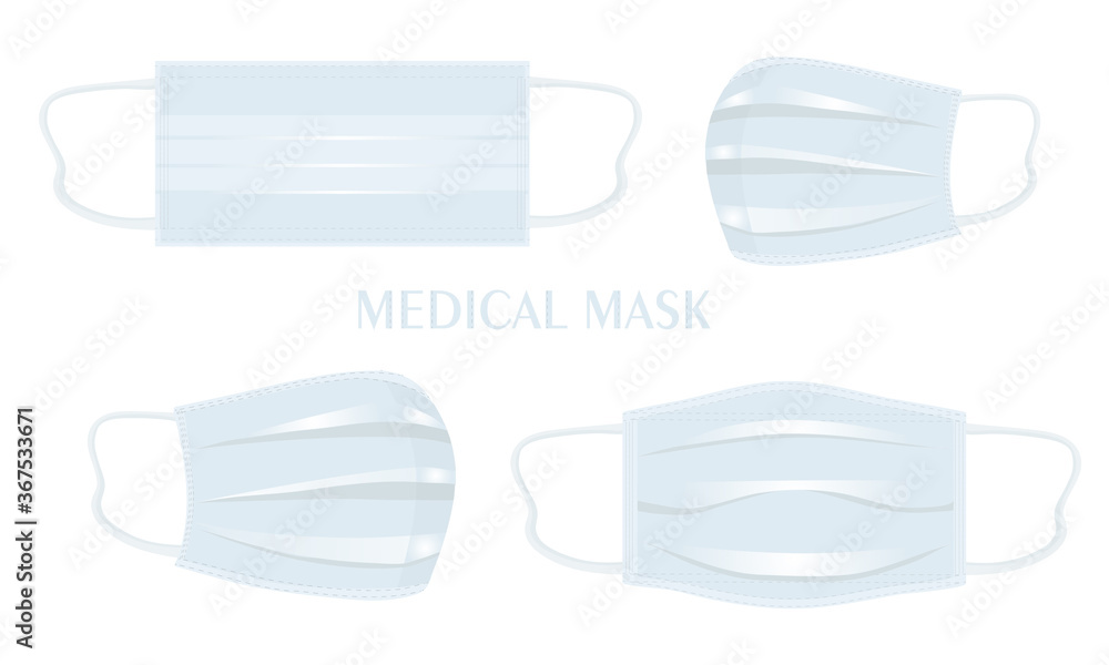 Medical Respiratory Mask. Hospital or protecting face from viruses and environmental pollution. isolated on white background. Medical Respiratory Mask. Hospital or protecting face from viruses and environmental pollution. isolated on white background.
