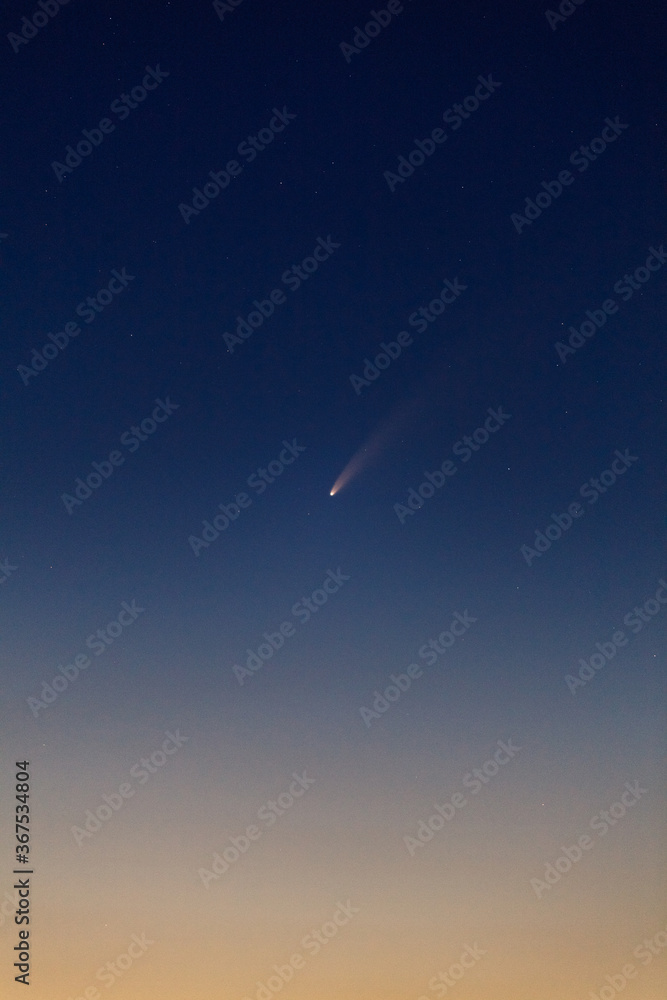 Comet NEOWISE in the sunset sky close up Comet NEOWISE in the sunset sky close up