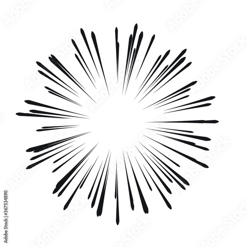 Radial speed Lines in Circle Form for comic books . fireworks Explosion background . Vector Illustration . Starburst  round Logo . Circular Design element . Abstract Geometric star rays . Sunburst .