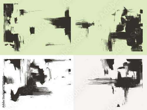Abstract grungy backgrounds, irregular cross hatching strokes on canvas. Oil, acrylic set of four paintings. 