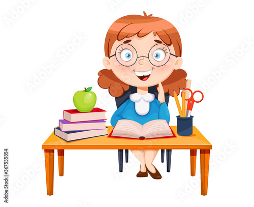 Back to school. Cute schoolgirl
