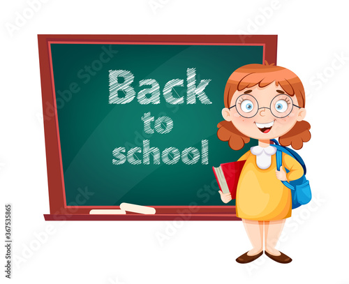 Back to school. Cute schoolgirl