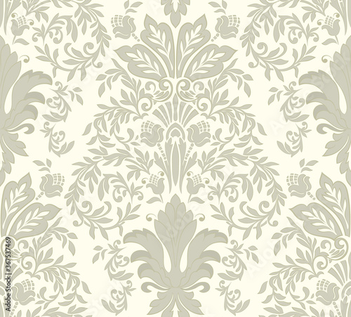Damask seamless pattern element. Vector classical luxury old fashioned damask ornament, royal victorian seamless texture for wallpapers, textile, wrapping. Vintage exquisite floral baroque template.