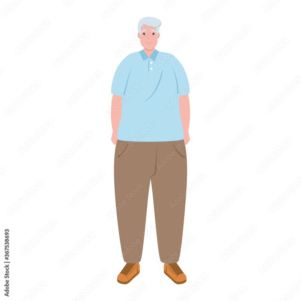 cute old man standing, grandfather standing on white background vector illustration design cute old man standing, grandfather standing on white background vector illustration design