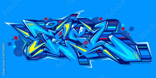 Abstract Word Lets Graffiti Style Font Lettering Vector Illustration Art