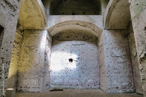 detail of an old door, photo as a background in old italian roman domus aurea, rome, italy photo