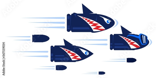 Colorful Abstract Graffiti Funny Cartoon Bullets Flying Vector Illustration Art