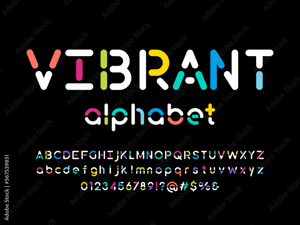 Naklejka Wektor stylizowane kolorowe linie alfabetu projektu