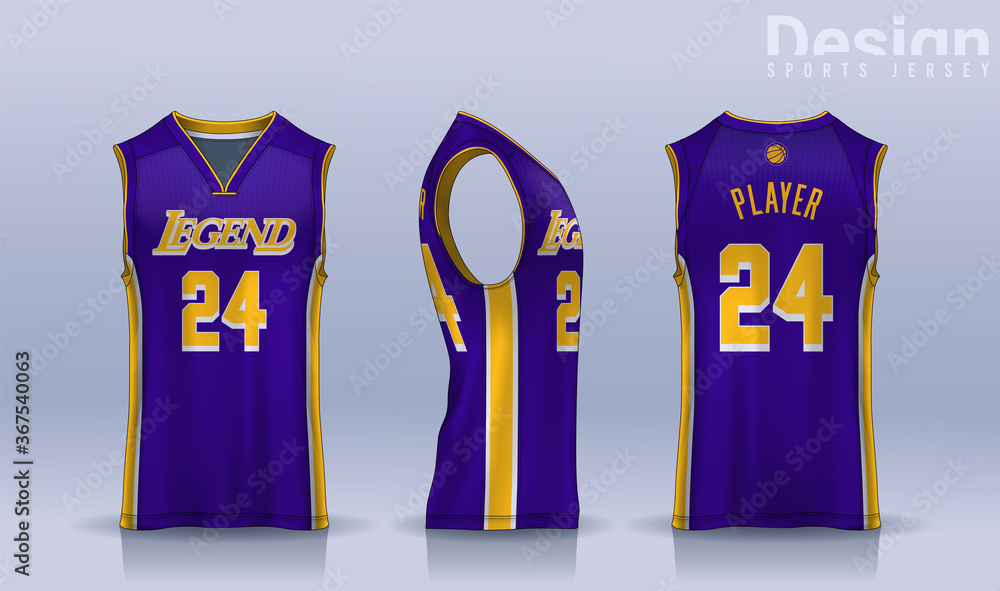 Basketball tank top design template, Sport jersey mockup. uniform front , side and back view. - obrazy, fototapety, plakaty 