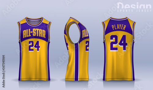 Basketball tank top design template, Sport jersey mockup. uniform front , side and back view.