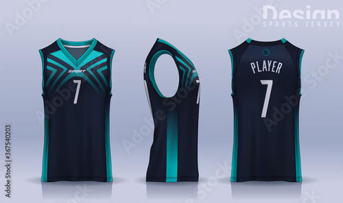 Basketball tank top design template, Sport jersey mockup. uniform front , side and back view.