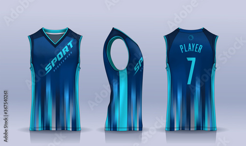 Basketball tank top design template, Sport jersey mockup. uniform front , side and back view.