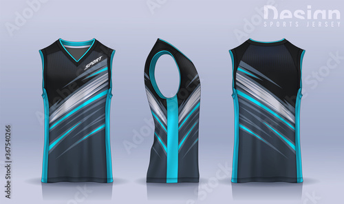 Basketball tank top design template, Sport jersey mockup. uniform front , side and back view.