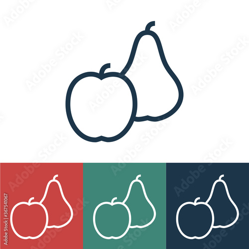 Linear vector icon with apple and pear